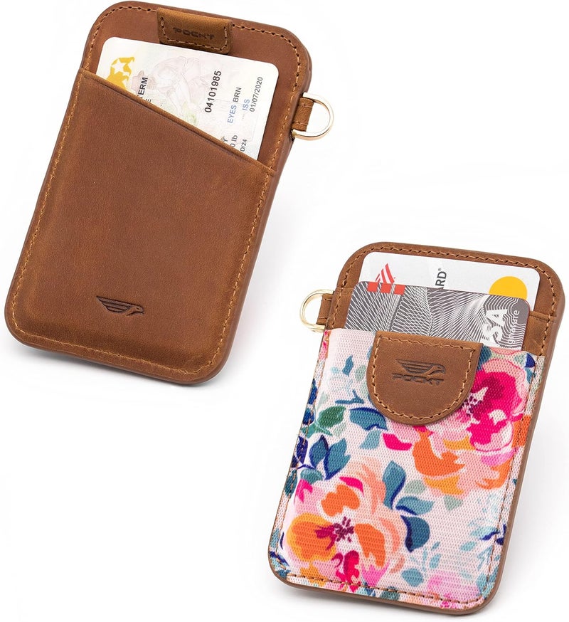 POCKT Slim Card Holder Wallet For Men and Women - Minimalist Front Pocket Wallet Elastic Credit Card Holder Genuine Leather RFID Blocking Card Case Wallets | Season - Image 2
